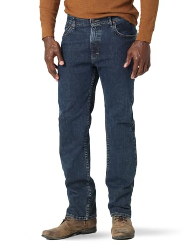 Wrangler Authentics Men's Regular Fit Comfort Flex Waist Jean, Dark Stonewash, 36W x 29L