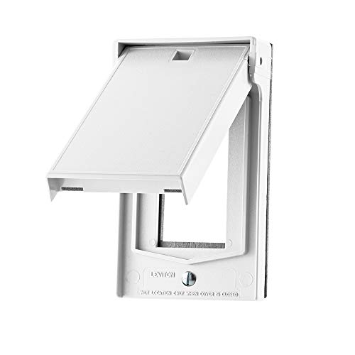 Leviton 4998-W 1-Gang Decora/GFCI Device Wallplate, Weather-Resistant, Thermoplastic, Device Mount, Vertical Self Closing Lid, White