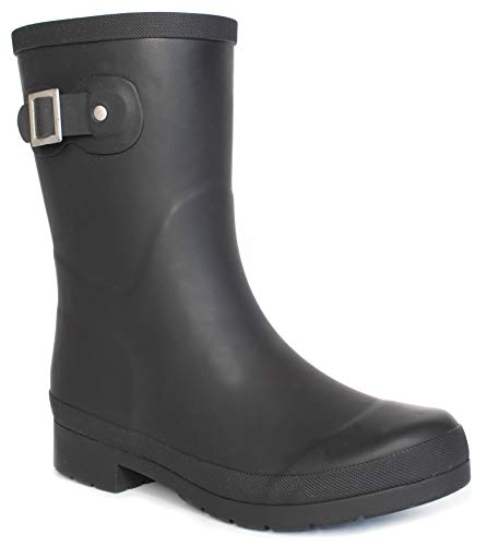 Chooka womens Solid Mid-height Rain Boot, Delridge Black, 9 US