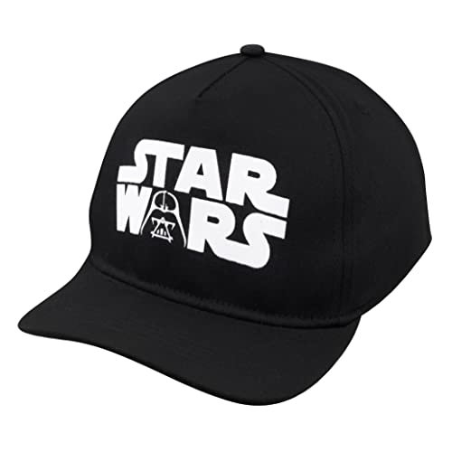 Star Wars Classic Embroidered Logo Flatbrim Baseball Cap Hat, Boys Youth, Black & Red