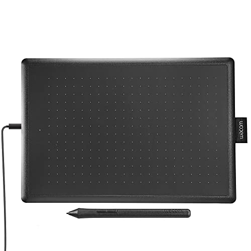 One by Wacom Medium Graphics Drawing Tablet, Portable and Versatile for Students & Creators,10.9 x 7.4 inches, Ergonomic 2048 Pressure Sensitive Pen, Compatible with Chromebook, Mac & Windows