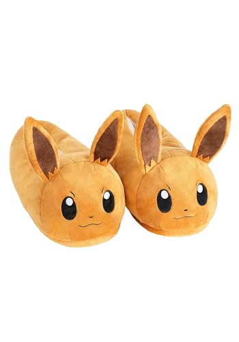 Ground Up Pokemon Eevee Exclusive Adult Slippers, Plush Video Game Footwear - L/XL