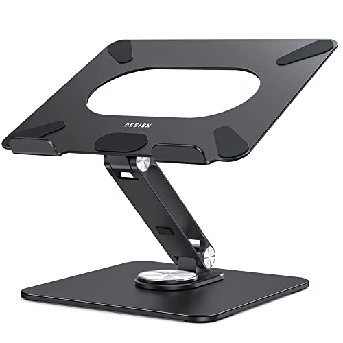 BESIGN LSX7 Laptop Stand with 360° Rotating Base, Ergonomic Adjustable Notebook Stand, Riser Holder Computer Stand Compatible with Air, Pro, Dell, HP, Lenovo More 10-15.6' Laptops (Black)