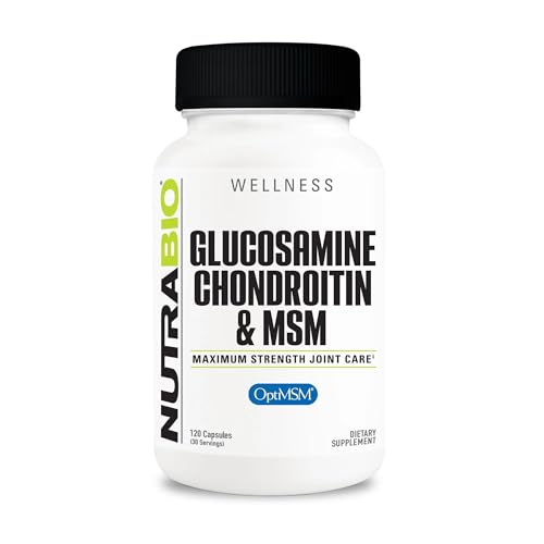 NutraBio Glucosamine Chondroitin & OptiMSM Supplement, Joint Support Formula - 120 Capsules (120 Count)
