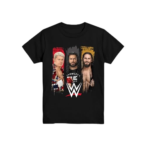 WWE Cody Rhodes Seth Rollin Roman Reigns Brush Fill Boys Youth T-Shirt(LG, Black)