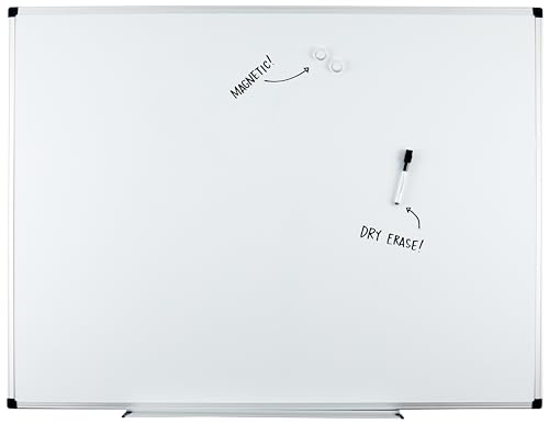 Amazon Basics Magnetic Dry Erase White Board, 36 x 48-Inch, Aluminum Frame, Silver/White