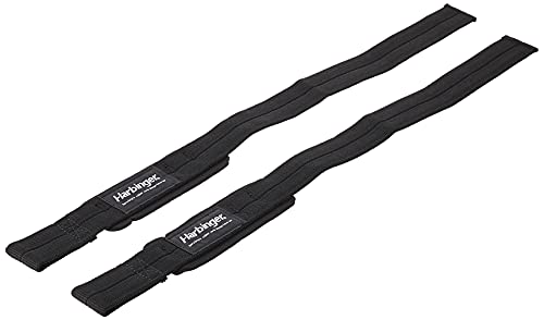 Harbinger 20500 Big Grip No-Slip Nylon Lifting Straps with DuraGrip, Padded, 21.5', Black