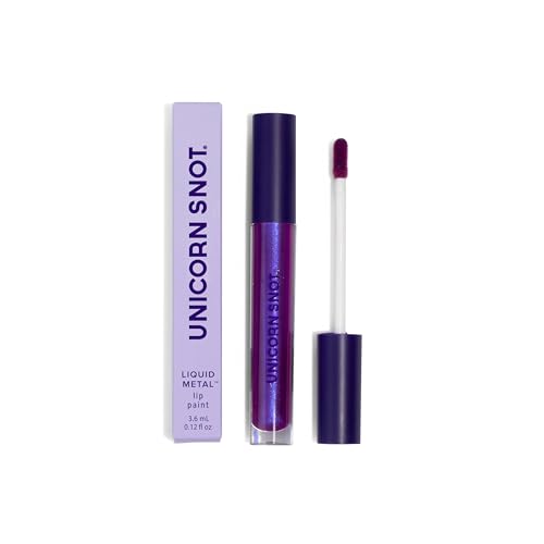 UNICORN SNOT Liquid Metal Lip Paint | Intense Pigment, Non-drying, Long-lasting, Metallic Top Coat Lip Color | Gluten Free, Vegan & Cruelty-free Lip Makeup - BOOM (Atomic Purple)