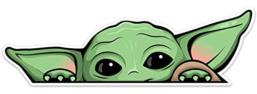 2 Pack - Peeking Baby Yoda Vinyl Decal Sticker for Cars | Trucks | Vans | SUVs | Walls | Windows | Laptops | Notebooks | Cups | Bottles | Size: 5' x 2.5' | H&S