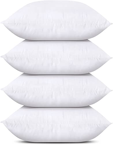Utopia Bedding Throw Pillows (Set of 4, White), 18 x 18 Inches Pillows for Sofa, Bed and Couch Decorative Stuffer Pillows