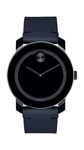 Movado Bold Evolution Men's Swiss Qtz Stainless Steel and Leather Strap Casual Watch, Color: Blue (Model: 3600583)