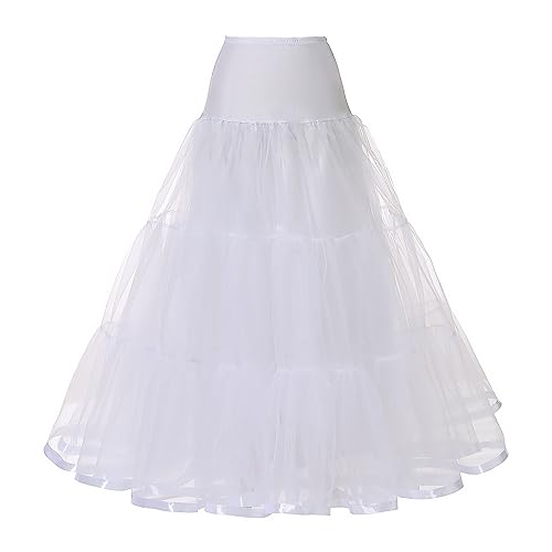 Kumeng Women's Ankle Length Petticoats Long Plus Size Wedding Slips Crinoline Underskirt for Prom Evening Wedding Dress