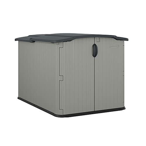 Suncast Glidetop Horizontal Outdoor Storage Shed with Pad-Lockable Sliding Lid and Doors, All-Weather Shed for Yard Storage, 57.5' W x 79.75' D x 52' H