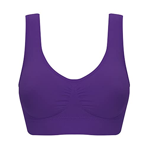 BONIXOOM Sports Bras Comfort Bras for Women, Seamless Wireless Sleep Yoga Bras with Removable Pads Dark Purple