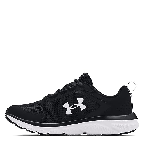 Under Armour Womens Charged Assert 9 Running Shoe, Black/White, 8.5 Wide US