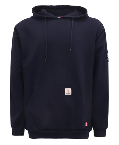 BOCOMAL FR Sweatshirt FR Hoodie Pullover shirts 10.5oz Midweight Navy Flame Resistant Hooded shirts