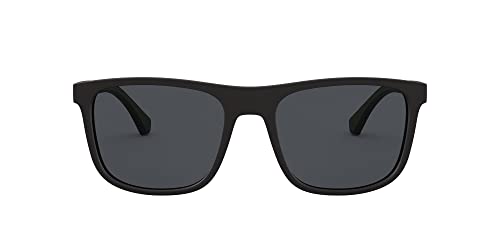 Emporio Armani Men's EA4129 Square Sunglasses, Matte Black/Grey, 56 mm
