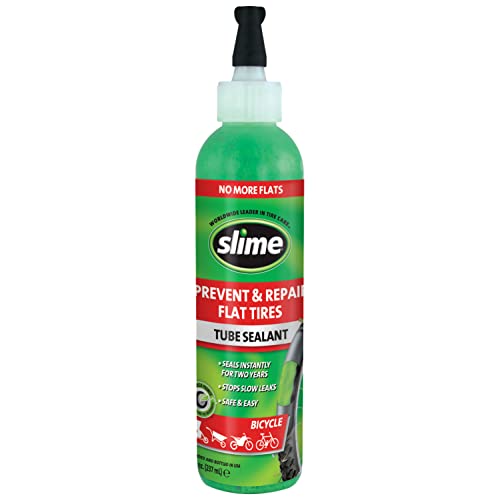 Slime 10003 Bike Tube Puncture Repair Sealant, Prevent and Repair, suitable for all Bicycles, Non-Toxic, Eco-Friendly, 8oz bottle, Green