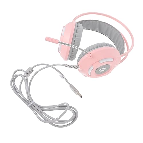Homoyoyo Head-Mounted Computer Wired Gaming Headset PC Headphones Over-The-Ear Eat Chicken Pink Plastic Closed-Back Gaming Headset