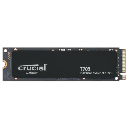 Crucial New 2024 T705 2TB PCIe Gen5 NVMe M.2 SSD - Up to 14,500 MB/s - Game Ready - Internal Solid State Drive (PC) - +1mo Adobe CC - CT2000T705SSD3