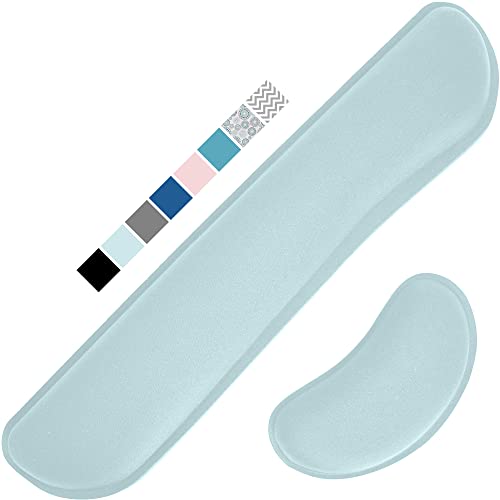 Gorilla Grip Silky Gel Memory Foam Wrist Rest for Computer Keyboard, Mouse, Ergonomic Design for Typing Pain Relief, Desk Pads Support Hand, Arm, Mousepad Rests, Stain Resistant, 2 Piece Pad Sky Blue