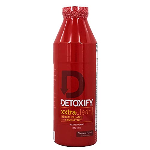 Detoxify – Xxtra Clean Herbal – Tropical Fruit Flavor - 20 oz – Professionally Formulated Extra Strength Herbal Detox Drink – Enhanced with Ginseng Extract & Milk Thistle Extract - Plus Sticker