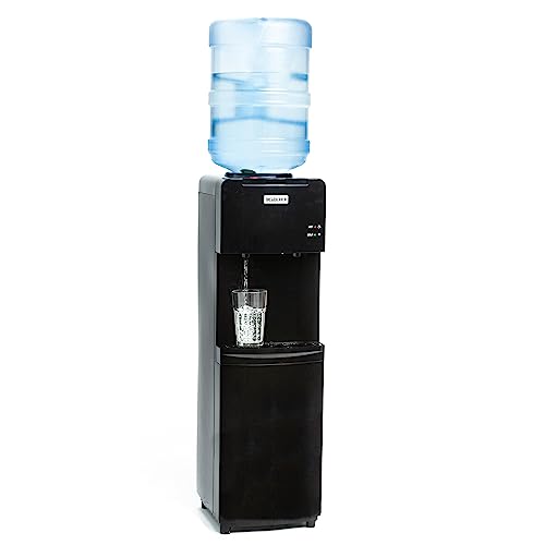 Igloo Top Loading Hot and Cold Water Dispenser - Water Cooler for 5 Gallon Bottles and 3 Gallon Bottles - Includes Child Safety Lock - Water Machine Perfect for Home, Office, & More - Black