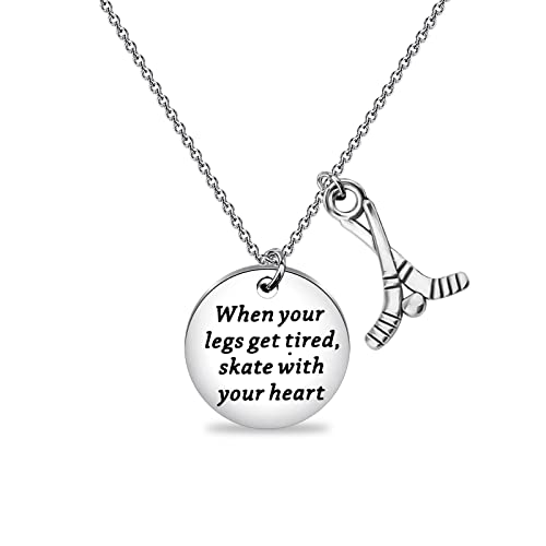 SEIRAA Hockey Stick Jewelry Ice Hockey Player Necklace Skate with Your Heart Pendant Hockey Team Necklaces (Hockey)