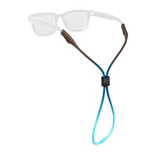 Chums Slim Retainer - Adjustable Thin Silicone Unisex Eyewear Keeper (Aqua/Black/Marine Blue)