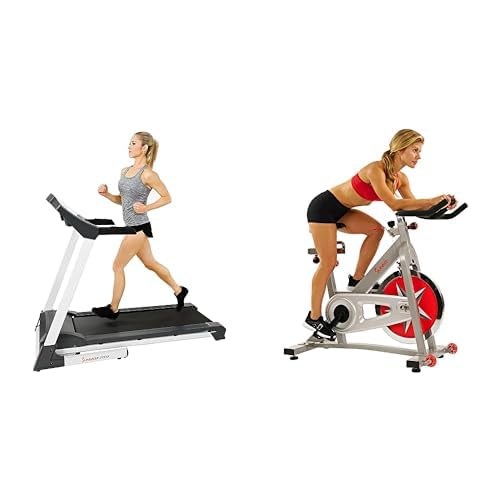Sunny Health & Fitness SF-T7515 Smart Treadmill + Sunny Health & Fitness SF-B901 Pro Indoor Cycling Exercise Bike