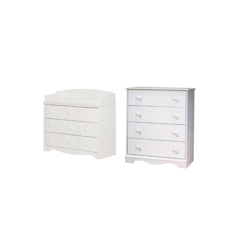 South Shore Angel 4-Drawer Chest and Changing Table Set in Pure White