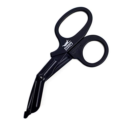Madison 7.5' Premium Stainless Steel Nurse Scissors with Non-Stick Blades, Fluoride-Coated - 1pk, Black