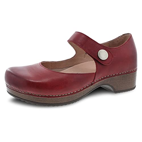 Dansko Beatrice Mary Jane Clog for Women - Memory Foam and Arch Support for All -Day Comfort and Arch Support - Lightweight EVA Outsole for Long-Lasting Wear Red 8.5-9 M US