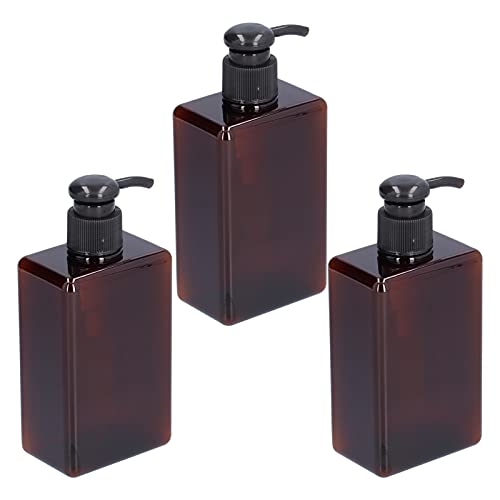 FIYO 3Pcs Empty Shampoo Bottles, 280 ml Pump Bottle Dispenser Refillable Portable Travel Containers Hand and Dish Soap Dispenser for Kitchen Bathroom(Brown)