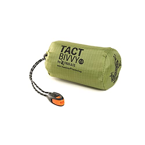 Tact Bivvy 2.0 HeatEcho Emergency Sleeping Bag, Compact Ultra Lightweight, Waterproof, Thermal Bivy Cover, Emergency Shelter Survival Kit – w/Stuff Sack, Carabiner, Survival Whistle + ParaTinder
