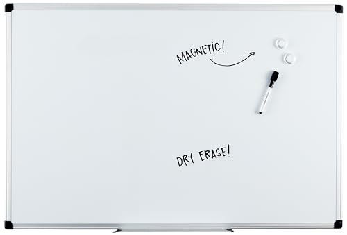 Amazon Basics Magnetic Dry Erase White Board, 36 x 24-Inch, Aluminum Frame, Silver/White