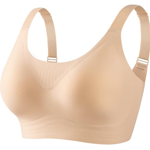 PRETTYWELL Bras for Women No Underwire Padded Wireless Bra Seamless Comfort T-Shirt Bra Lift Bralettes for Women with Support Nude