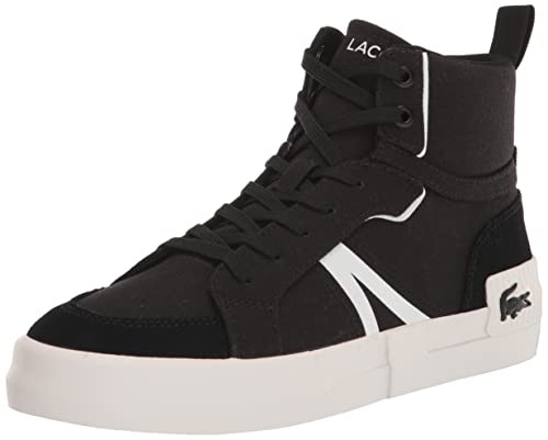 Lacoste mens L004 Mid Sneaker, Black/White, 10 US