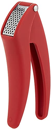 Kuhn Rikon Easy-Clean Garlic Press, No Need to Peel, 7” Red