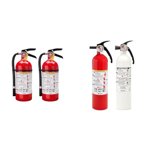 Kidde Pro 210 2A:10-B:C Fire Extinguisher, Rechargeable, Multi-Purpose for Home & Office, 4 lbs & Kitchen Fire Extinguishers for Home & Office Use, 2 Pack One 1-A:10-B:C and One Specialty Kit