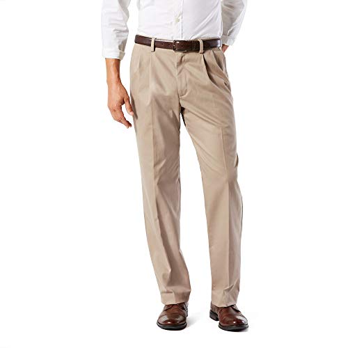 Dockers Men's Classic Fit Easy Khaki Pants-Pleated (Standard and Big & Tall), Timberwolf, 34W x 34L