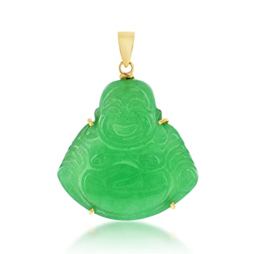 Real Jade Pendant for Women - Green Buddha Pendant Necklace - Genuine Jade Jewelry for Women - Laughing Buddha Pendant - Spiritual Jewelry - Jade Stone Pendants - Jade Gold Buddha Pendant