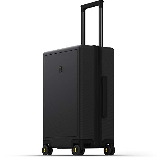 LEVEL8 Hard Shell Carry on Luggage Airline Approved, Carry on Suitcases with Wheels, Lightweight Luminous Textured Travel Luggage, Tsa Approved, 20 Inch Small Carry-On, Black