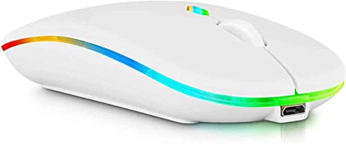 UrbanX Bluetooth Rechargeable Mouse for ASUS 15.6' Gaming Laptop Laptop Bluetooth Wireless Mouse Designed for Laptop/PC/Mac/iPad pro/Computer/Tablet/Android RGB LED Pure White
