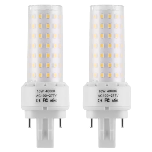 Lidesheng GX23-2 Base LED Light Bulb Plug and Play,4000K Neutral White 1400Lm 2Pin LED PL Bulb, 13W 18W CFL Equivalent, Ballast Compatible (Neutral White, 10W 2pcs)