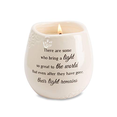 Pavilion Gift Company 19176 In Memory Light Remains Ceramic Soy Wax Candle , White 8 oz,Floral