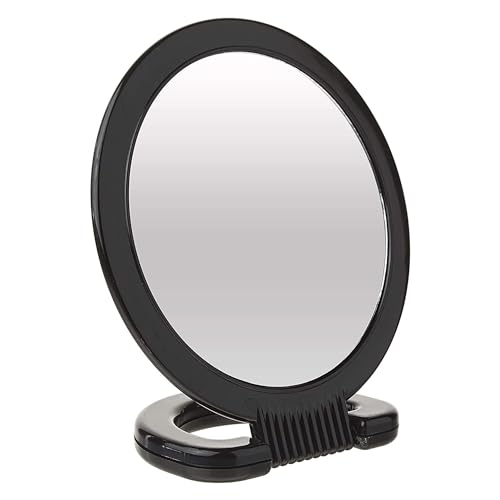 Diane Hand Mirror – 1X 3X Magnifying Hand Held Mirror, Double Sided Vanity Makeup Mirror with Folding Stand Hand Mirror for Women, Men, Salon, Barber, Shaving, and Travel, Medium 6' x 10' In Black