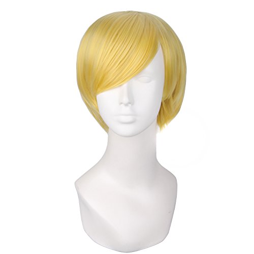 MapofBeauty Fashion Short Straight Cosplay Costume Wig (Golden Blonde)