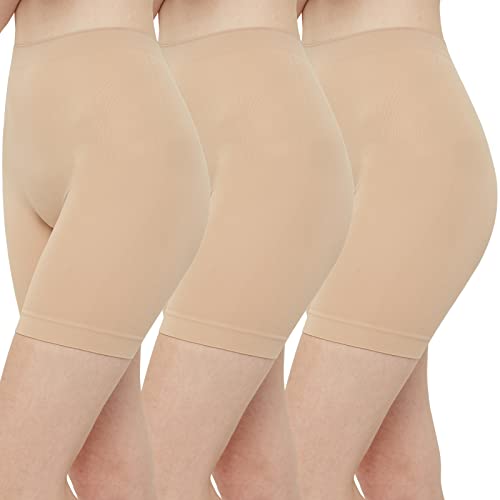 INNERSY Women's Slip Shorts for Under Dresses High Waisted Shorts 3-Pack(Nude,X-Large)