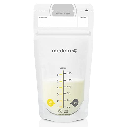 Medela Breastmilk Storage Bags, 200 Count, Ready to Use Breast Milk Storing Bags for Breastfeeding, Self Standing Bag, Space Saving Flat Profile, Hygienically Pre-Sealed, 6 Ounce